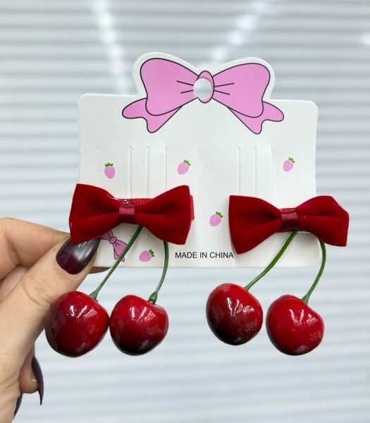 2'li Kirazlı  Çocuk Toka 12 Adet