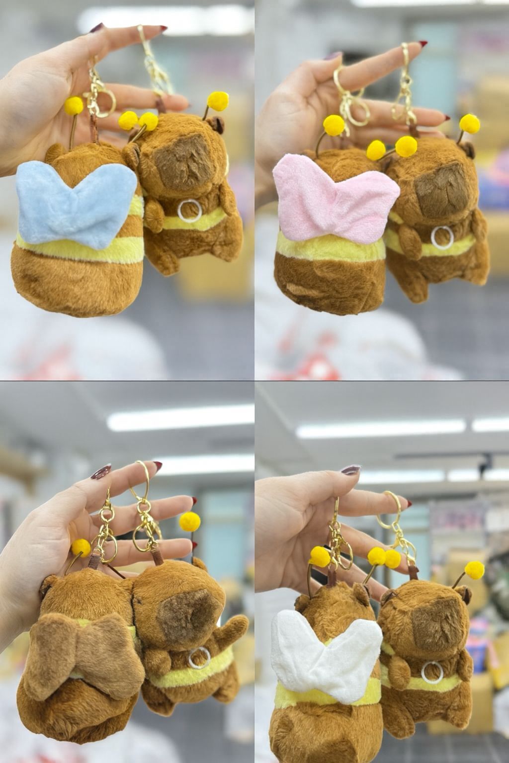 Capybara Kanatları hareket eden ultra sevimli tasarım Çanta, anahtar ve dekor için mükemmel peluş aksesuar 12 Adet