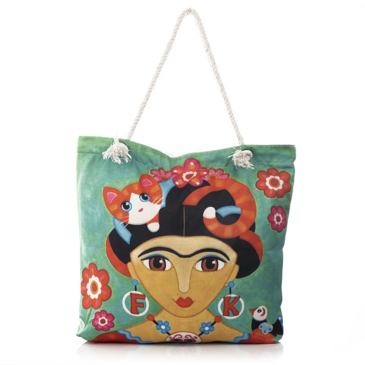 Frida Kahlo Baskılı Plaj Çantası