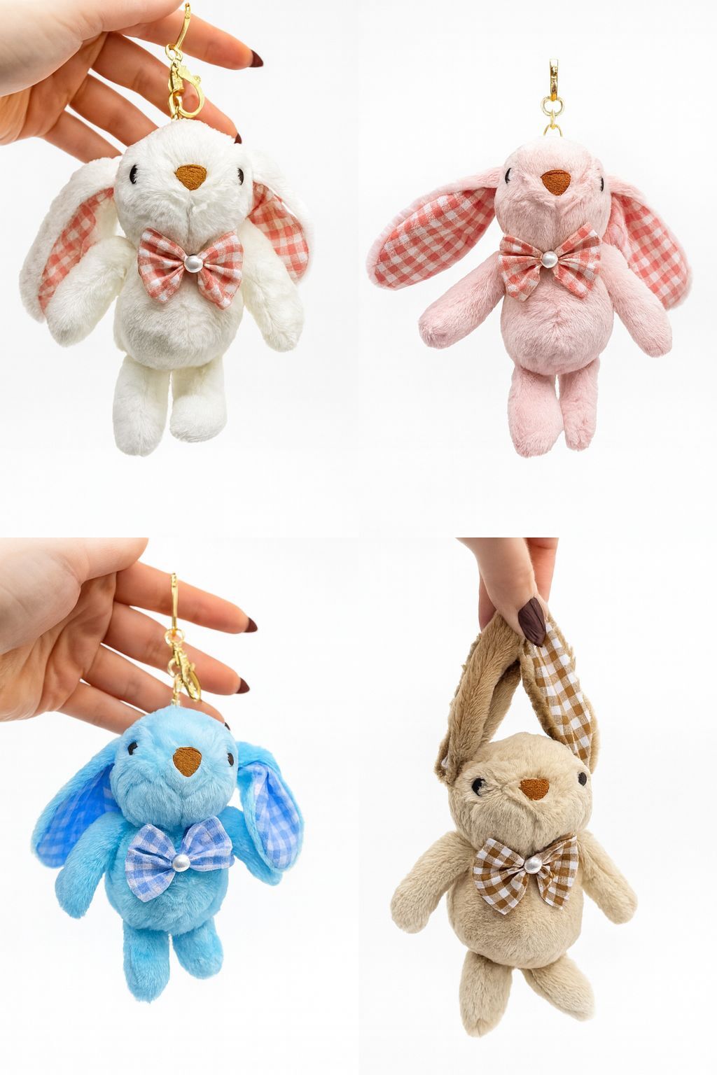 Sevimli Uzun Kulaklı Peluş Tavşan Anahtarlık  Figürlü Yumuşak Çanta Süsü 12 Adet