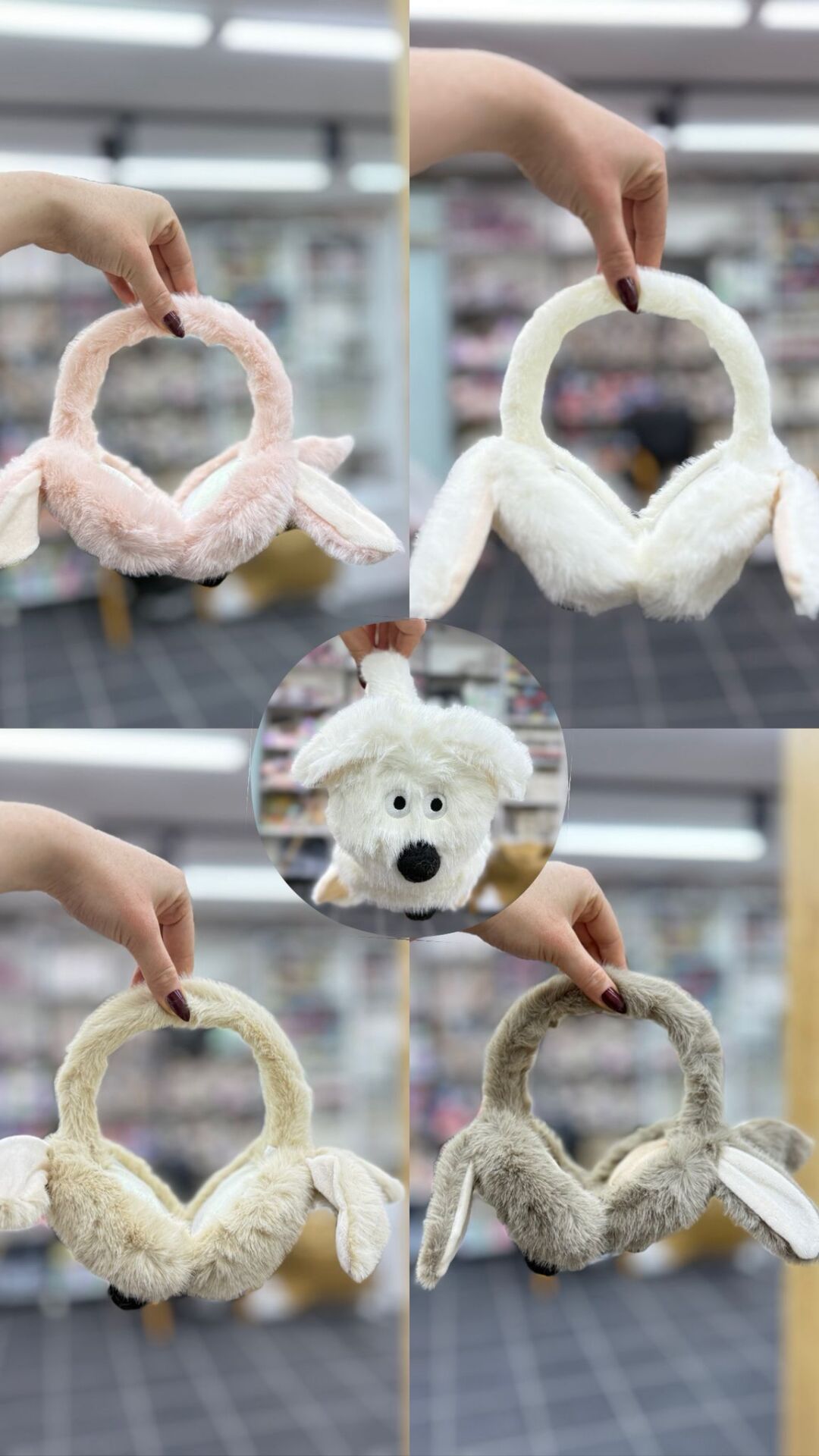 Katlanabilir Köpek Desen Pelüş Kulaklık 12 Adet