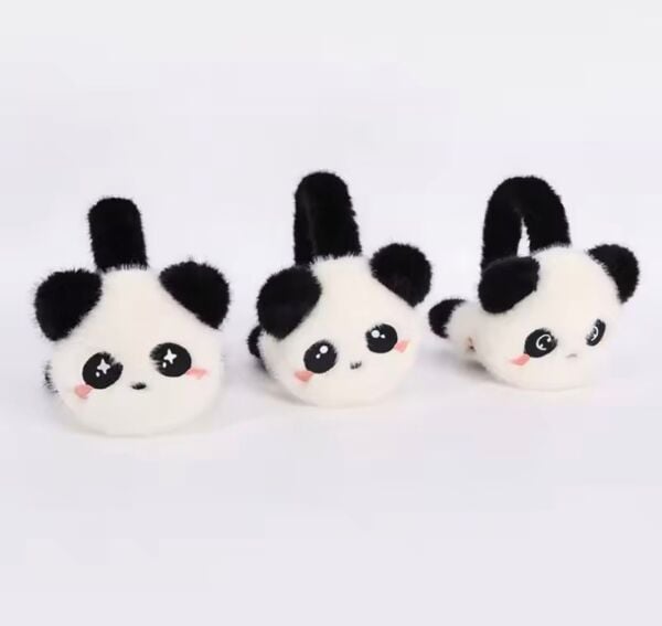 Katlanabilir Panda Desen Pelüş Kulaklık 12 Adet