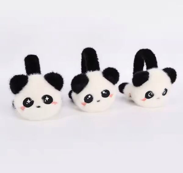 Katlanabilir Panda Desen Peluş Kulaklık 12 Adet