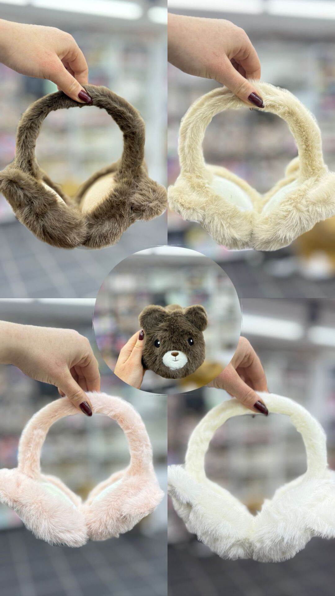 Katlanabilir Ayı Desen Peluş Kulaklık 12 Adet