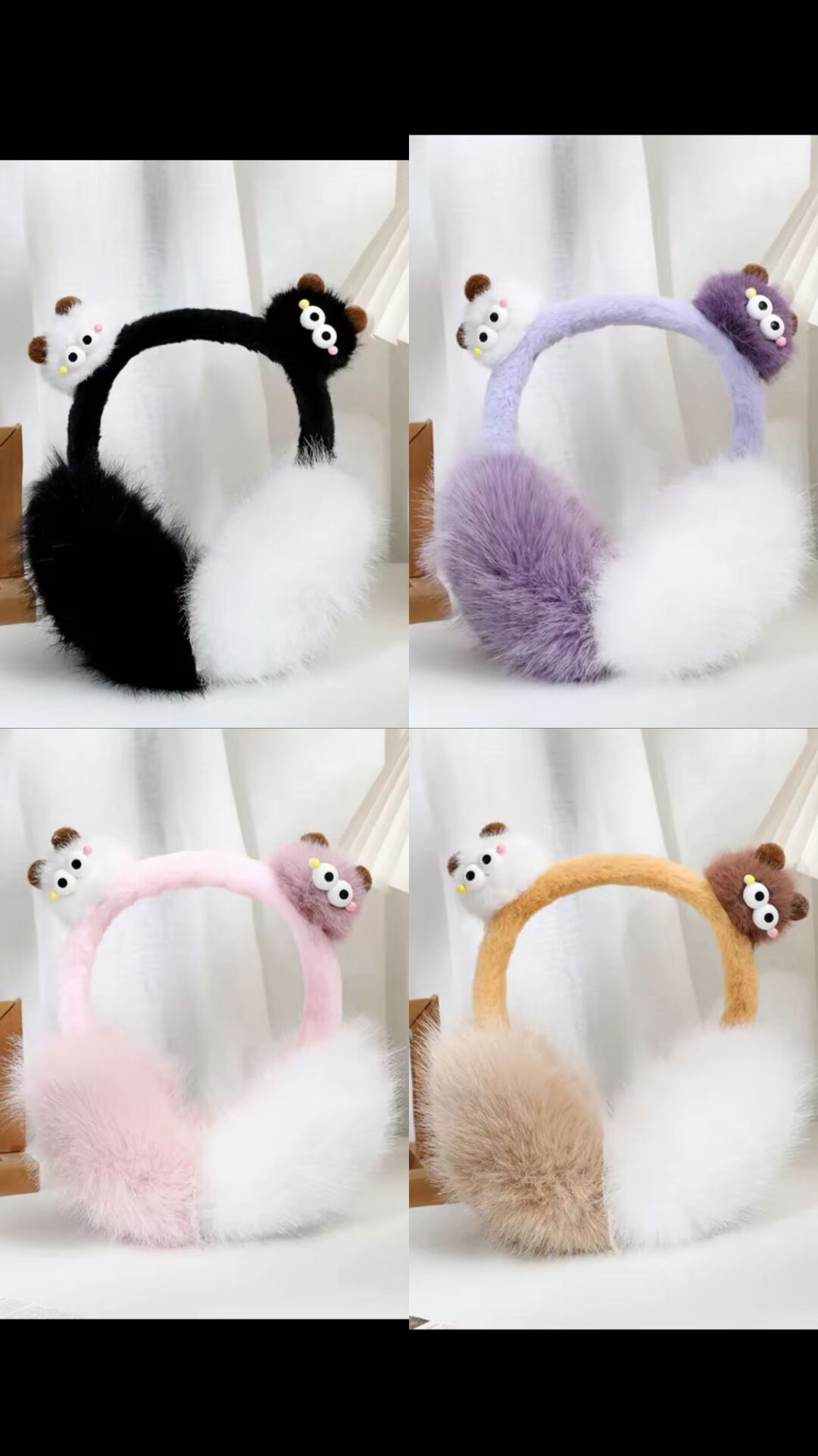 Katlanabilir Sevimli Desen Pelüş Kulaklık 12 Adet