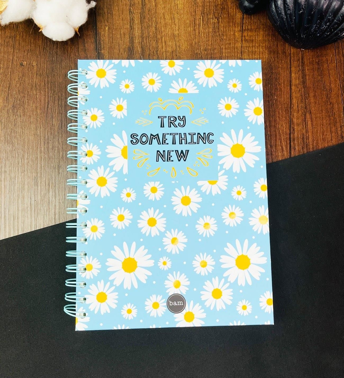 Mavi Papatya Tasarımlı Spiralli Defter