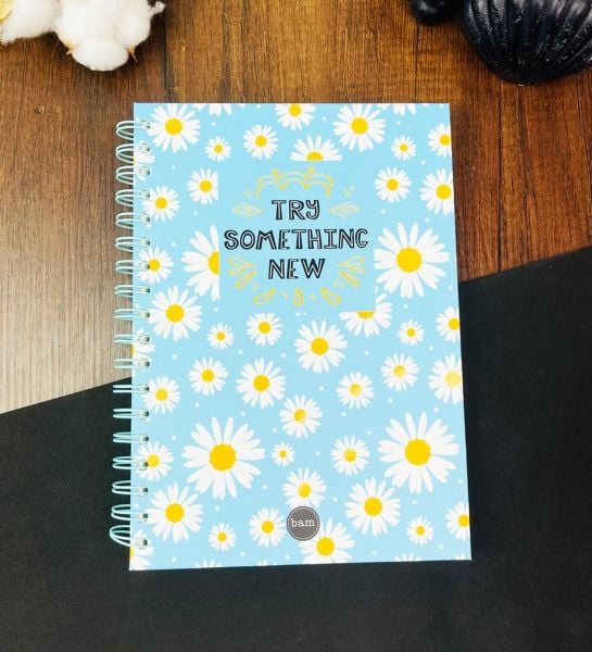 Mavi Papatya Tasarımlı Spiralli Defter