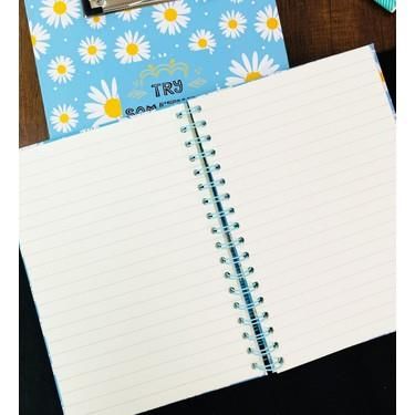 Mavi Papatya Tasarımlı Spiralli Defter
