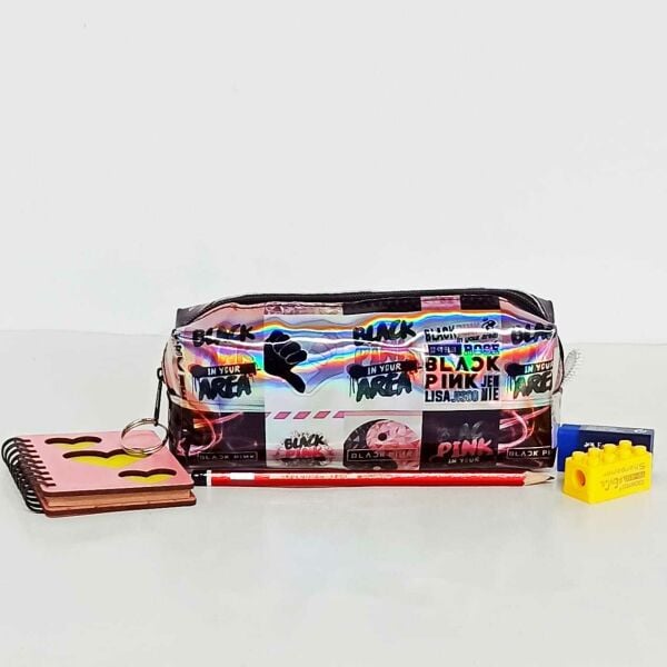 Black Pink Baskılı Hologram Kalemlik Makyaj Çantası