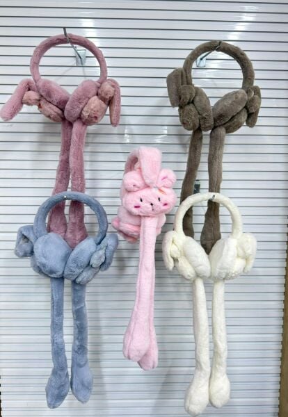 Kulakları Oynayan Tavşan   Pelüş Kulaklık 12 Adet