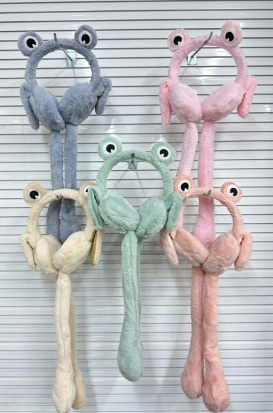 Kulakları Oynayan Sevimli Kurbağa Pelüş Kulaklık 12 Adet