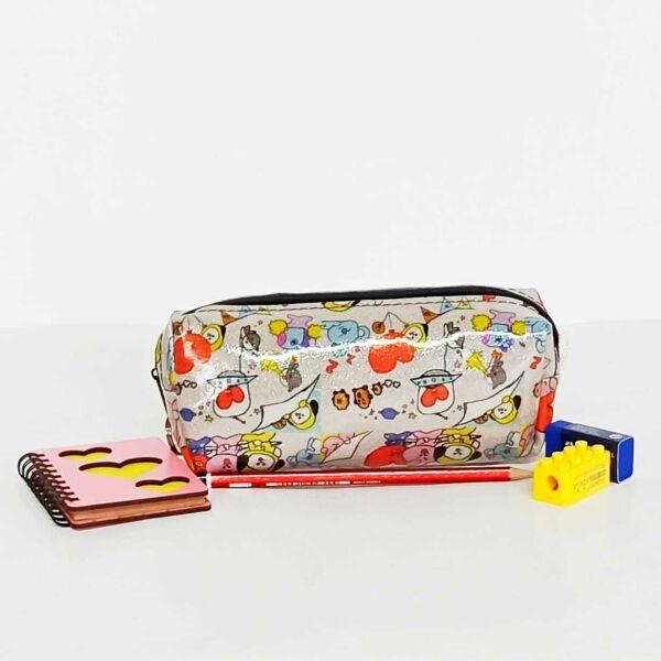 BT21 Baskılı Simli Kalemlik Makyaj Çantası