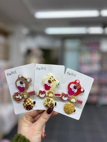 3'lü Klipsli Sevimli Karakterli  Çocuk Toka Set 12 Adet