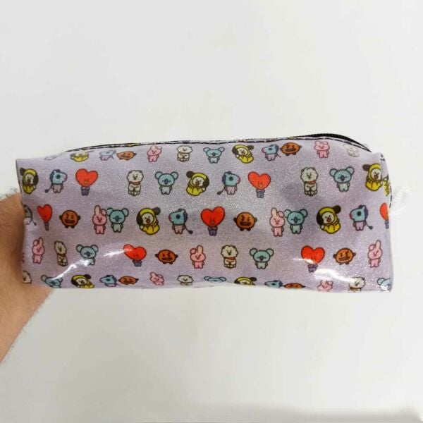 BT21 Baskılı Simli Kalemlik Makyaj Çantası