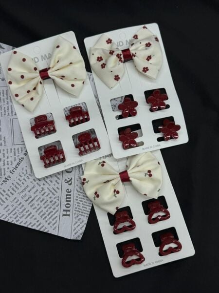 Fiyonk Toka + Mini Mandal Toka Seti – Kadın & Çocuk Saç Tokası