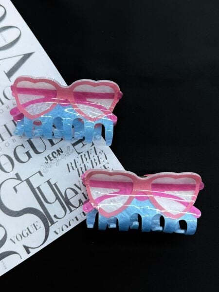 Kalpli Gözlük  Desenli Kemik Mandal Toka 12 Adet