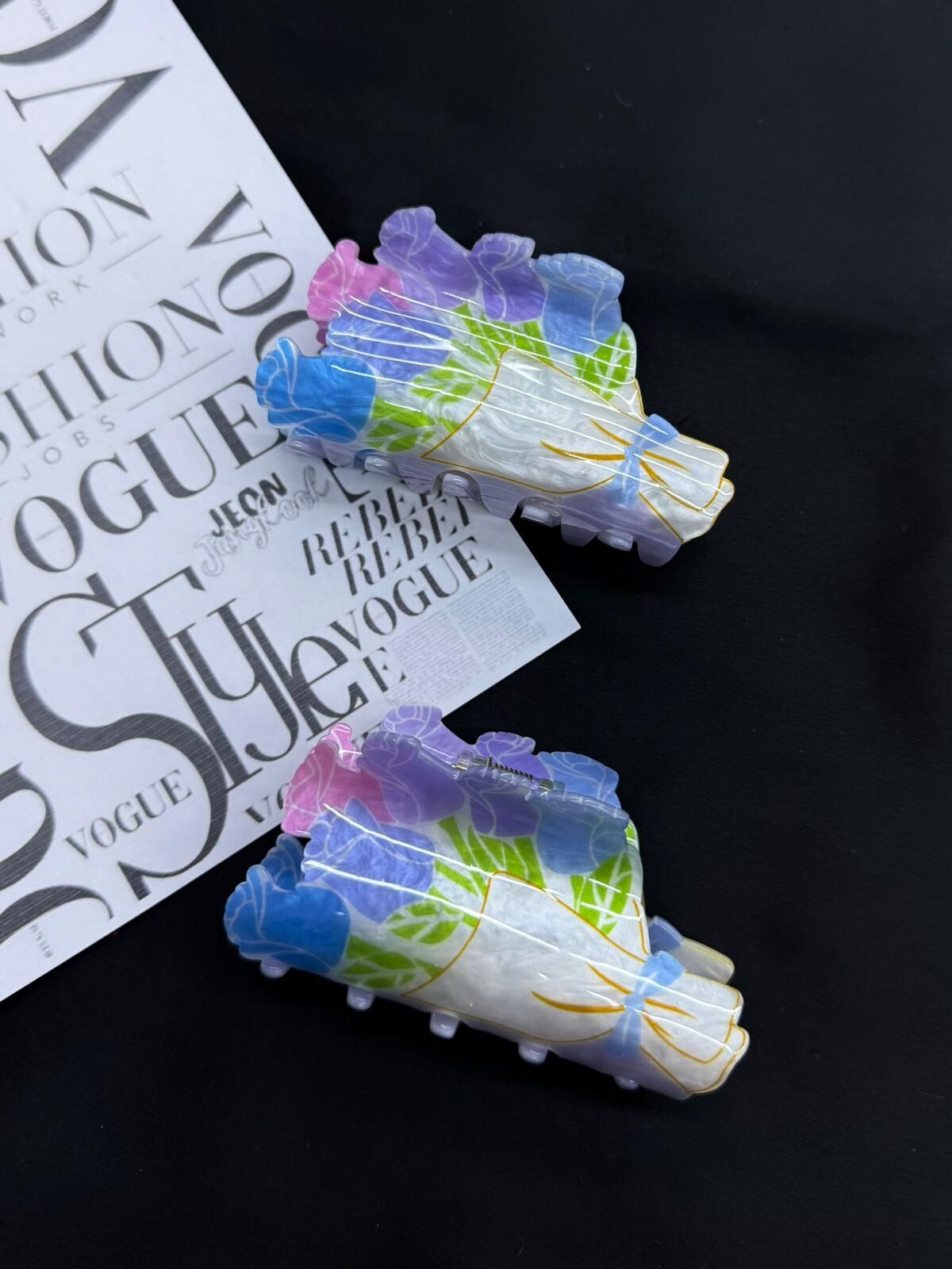 Gül Demet Desenli Kemik Mandal Toka 12 Adet