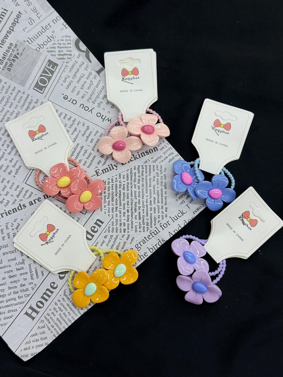 2'li Çiçek Desen  Lastik Toka 10 Adet