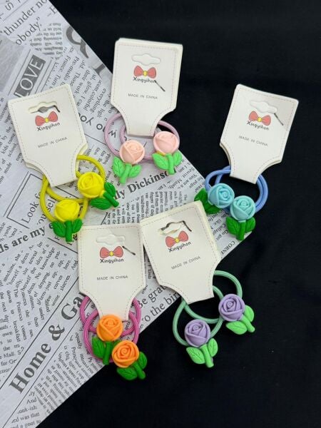 2'li Gül Desen  Lastik Toka 10 Adet