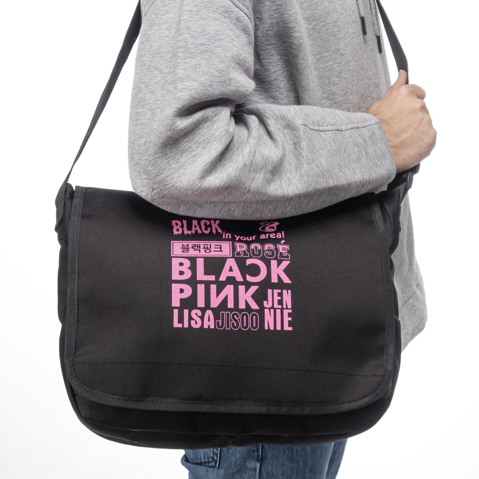 Erkek Black Pink Baskılı Postacı Çantası