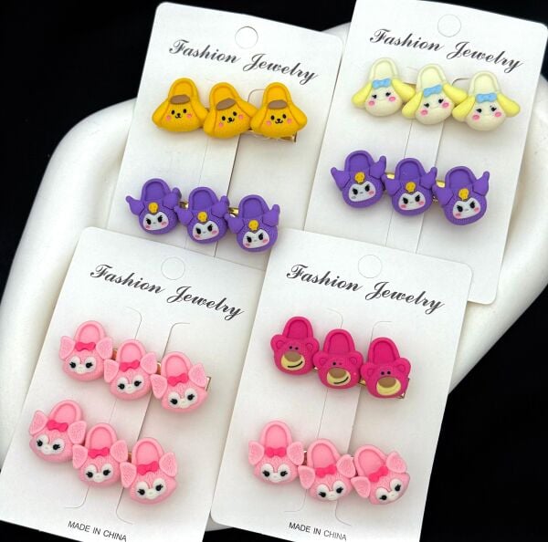 2'li Klipsli Sevimki Karakterli Çocuk Toka 12 Adet