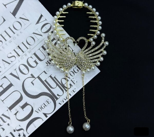 Kuğu Taşlı  Sallantılı Topuz Tokası