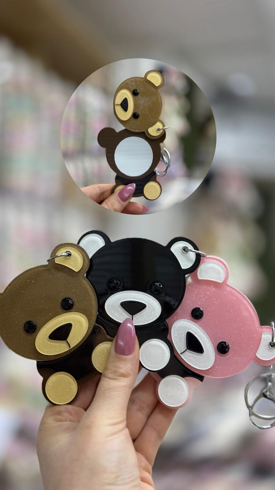 Sevimli Ayıcık Şekilli Kemik Ayna (12 Adet)