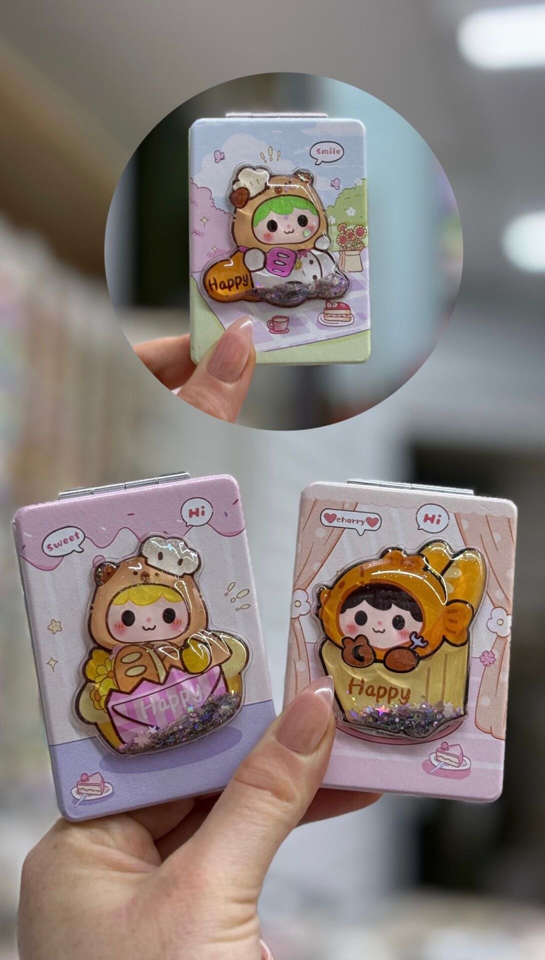 3D Sulu Baskılı Ayna ve Anahtarlık  12 Adet