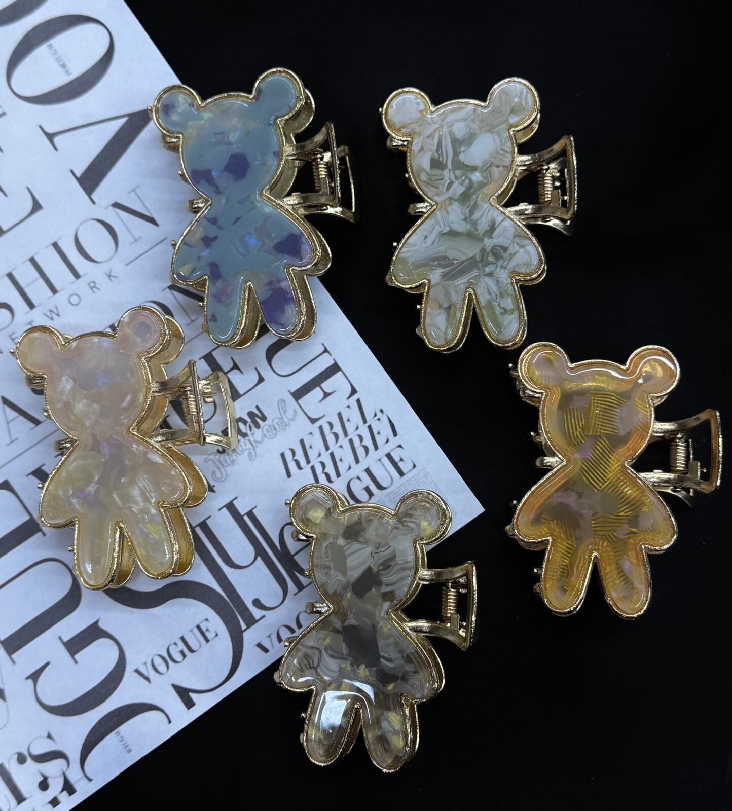 Ayıcık Desenli Sedef Model  Metal Mandal Toka 12 Adet