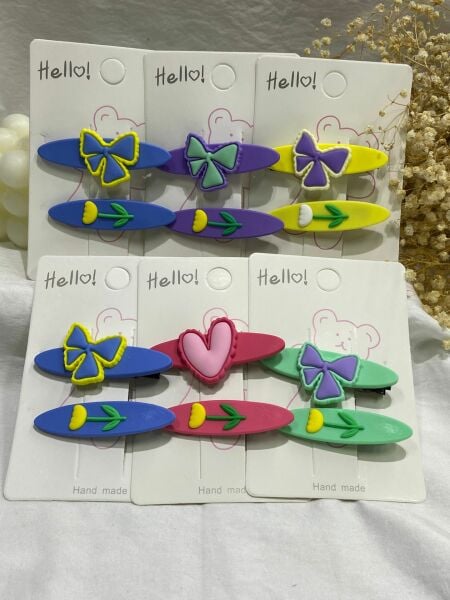 2 li Figürlü Çocuk Tokası 12 li Paket