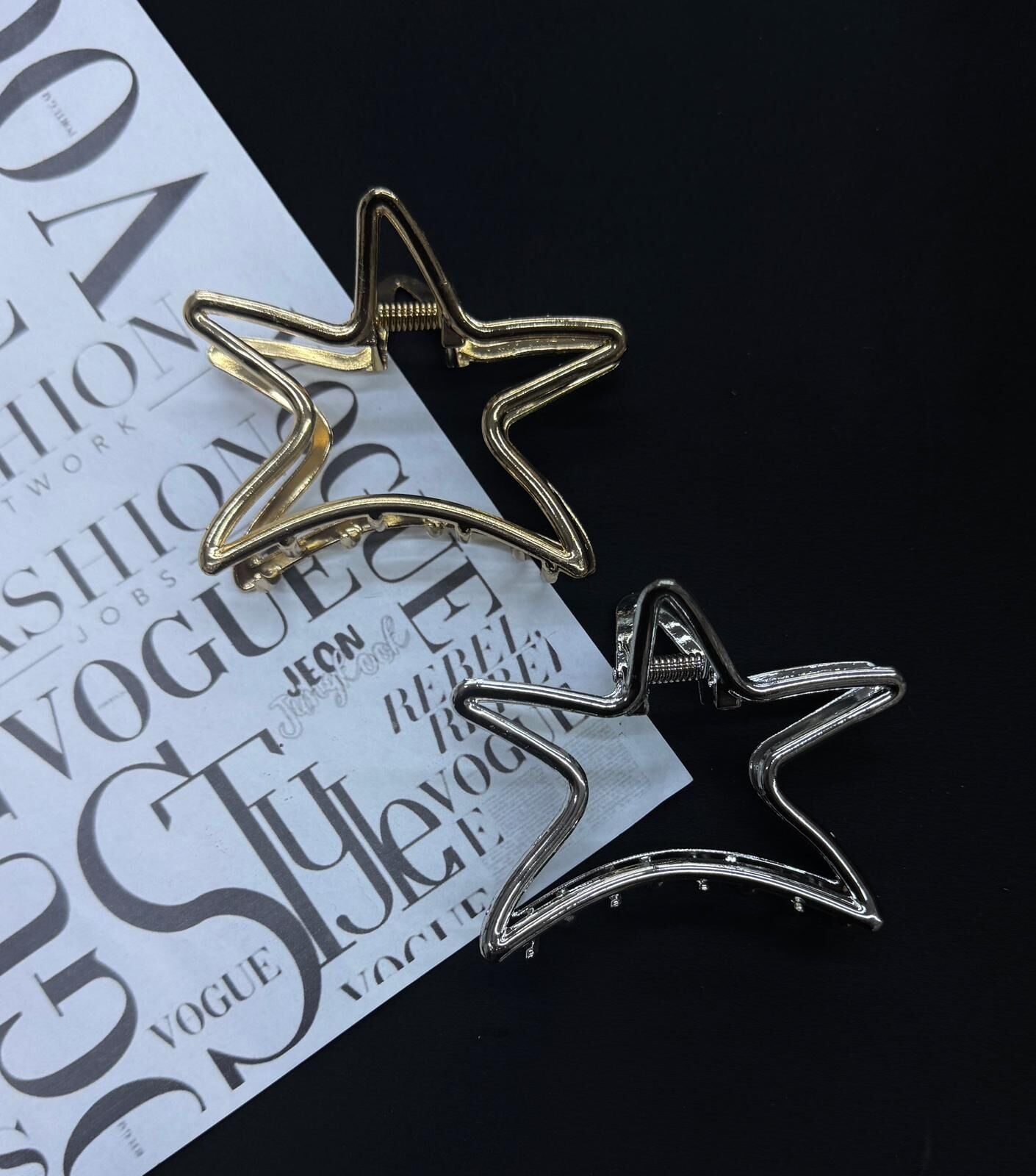 Yıldız Şekilli Metal Mandal  Saç Tokası 12 Adet