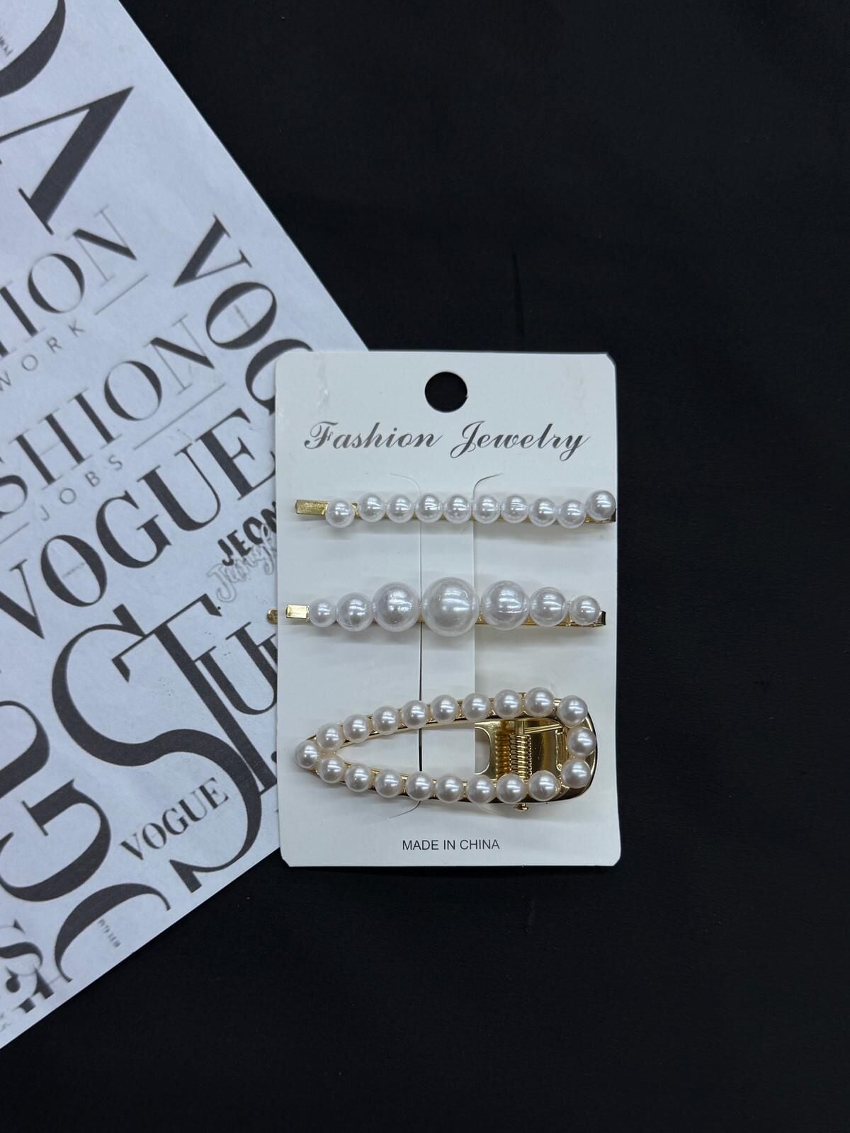 3'lü İncili Metal Yan Toka