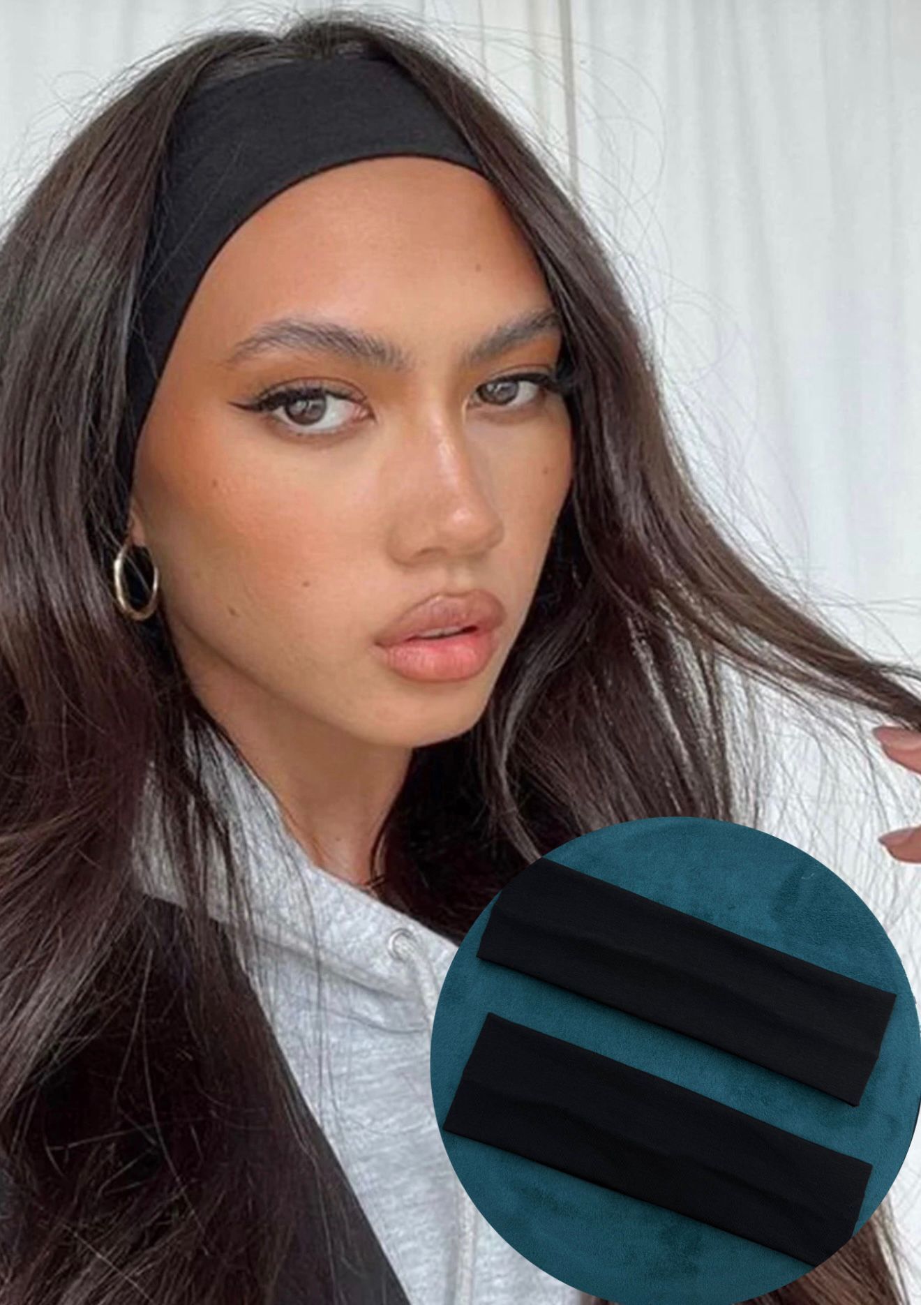 Siyah Klasik Standart Saç Bandana