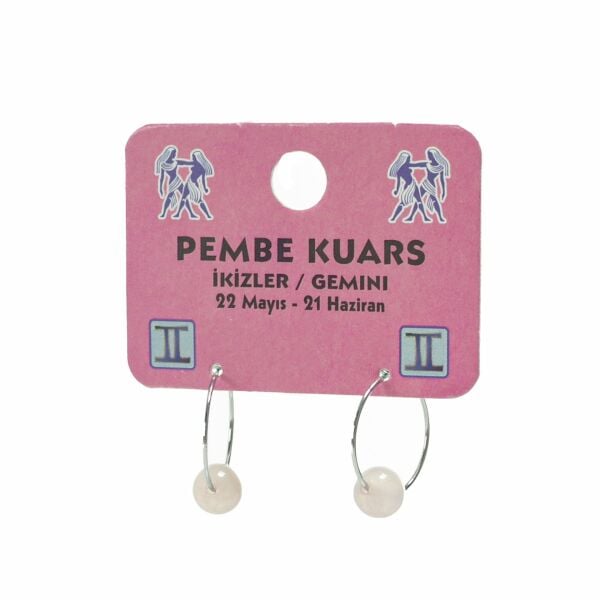 Burç Taşı Küpe Pembe Kuvars
