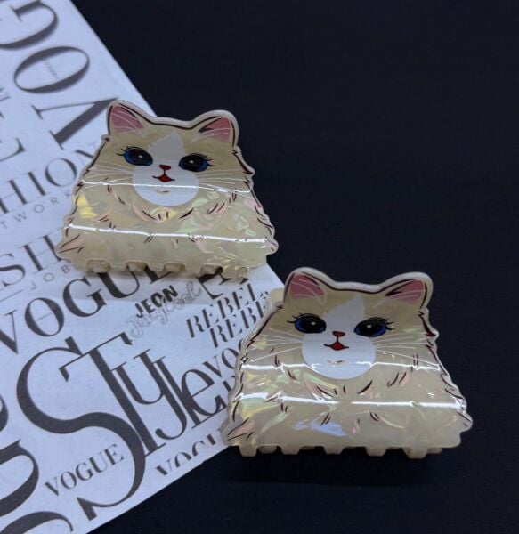 Kedi Şekilli Kemik Mandal Toka 12 Adet