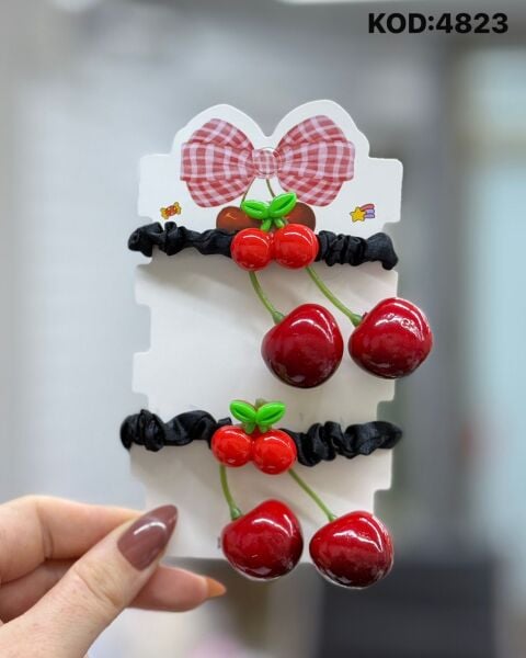 2'li Kiraz Detaylı Lastik Toka