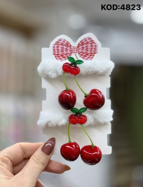 2'li Kiraz Detaylı Lastik Toka