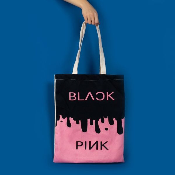Black Pink Baskılı Ham Bez Çanta