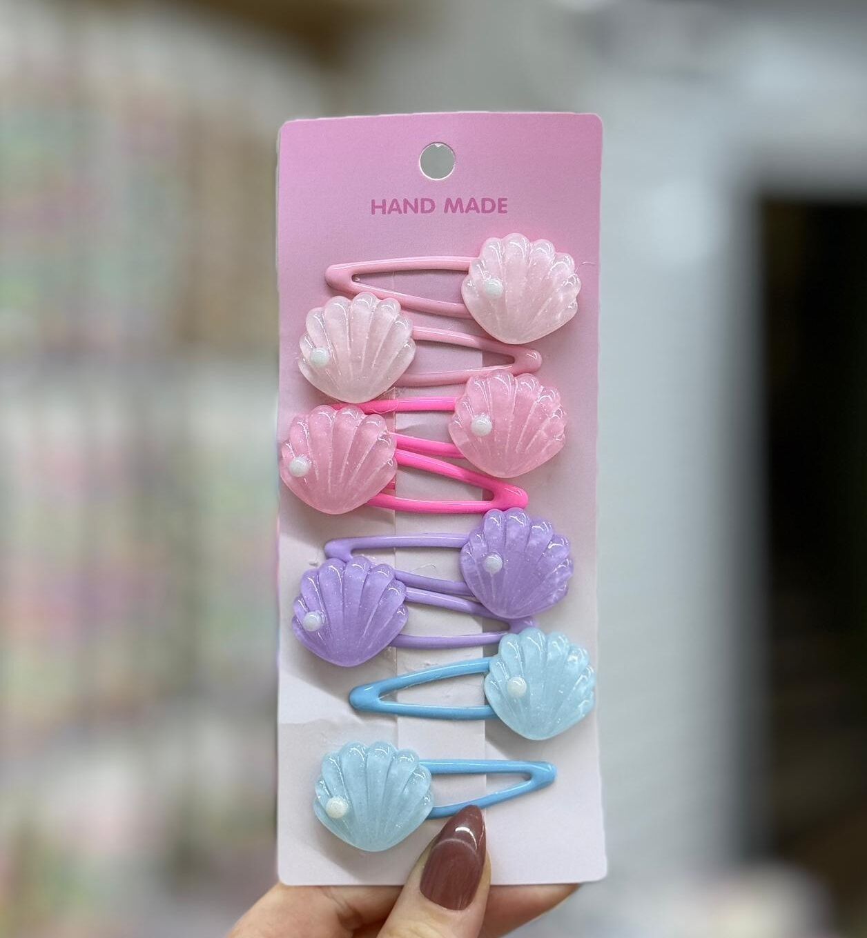 Pastel Deniz Kabuğu Figürlü Çıtçıt Toka Seti – Renkli Saç Aksesuarı