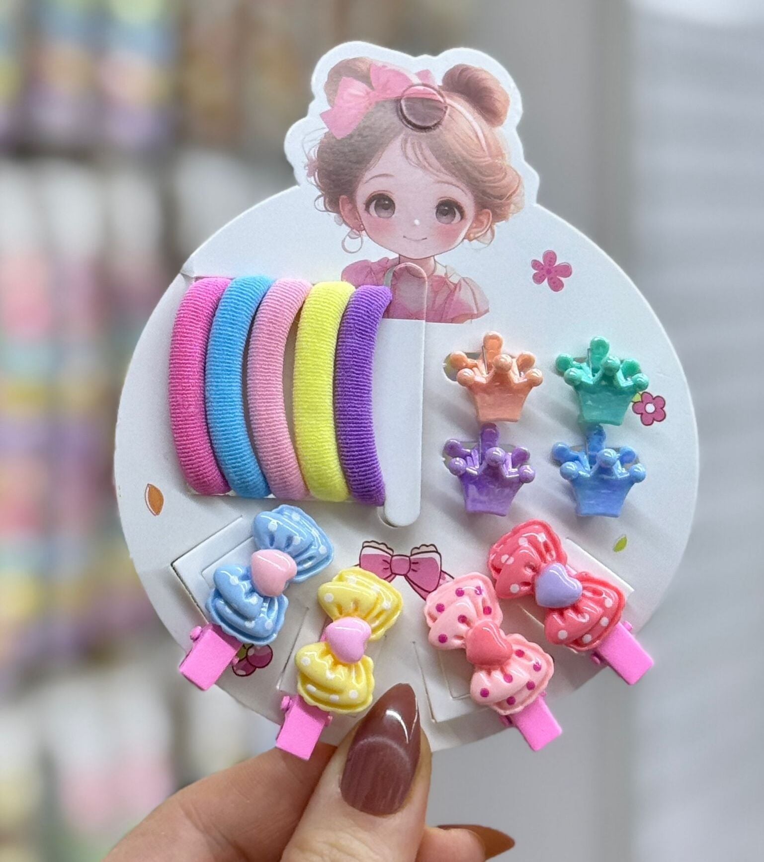 Çocuk Renkli Saç Tokası ve Lastik Seti