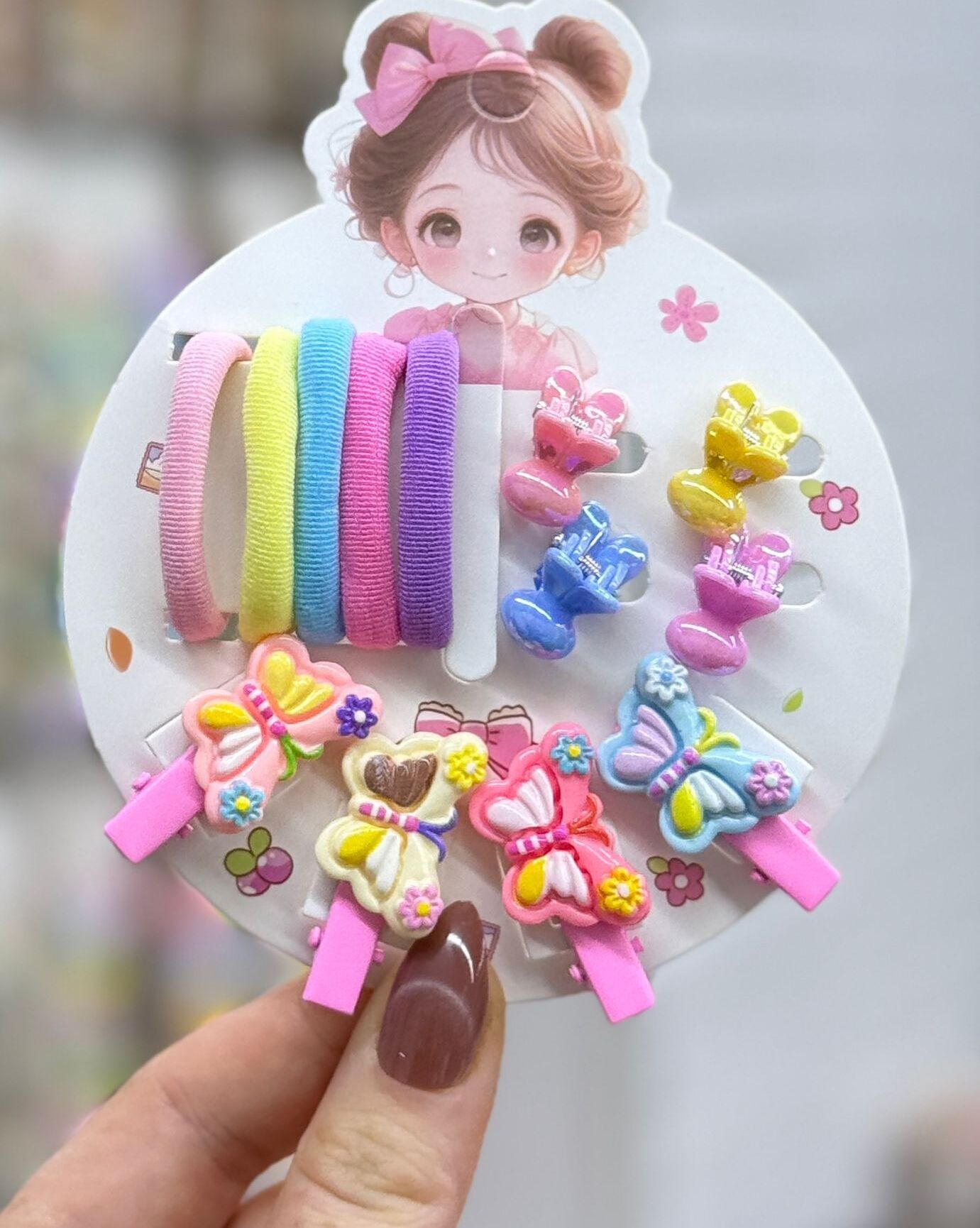 Çocuk Renkli Saç Tokası ve Lastik Seti