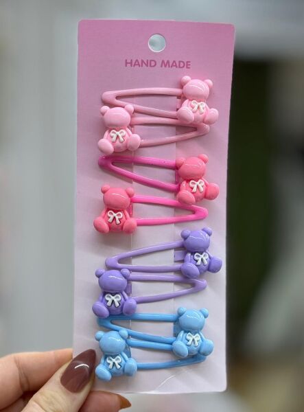 Ayıcık Figürlü Çıtçıt Toka Seti – Renkli Çocuk Saç Aksesuarı