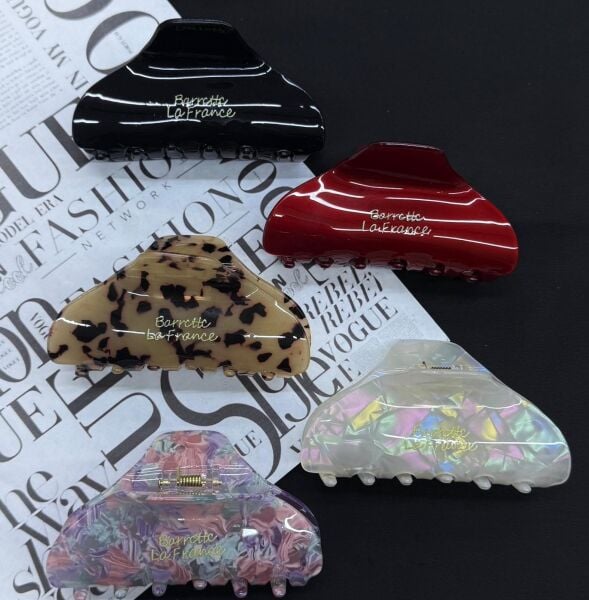 Büyük Boy Kemik Mandal Toka  – Parlak Akrilik Saç Tokası | Şık ve Güçlü Tutuş 12 Adet