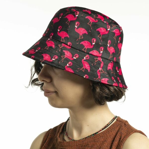 Flamingo Desen Balıkçı Şapka