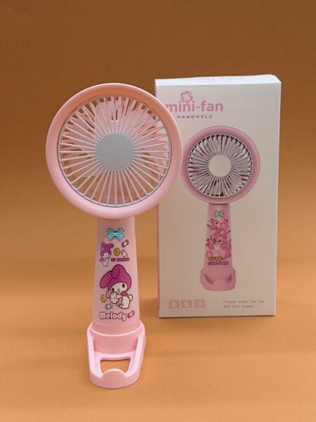 Sevimli Karakterli Masaüstü Taşınabilir El Fanı Pembe