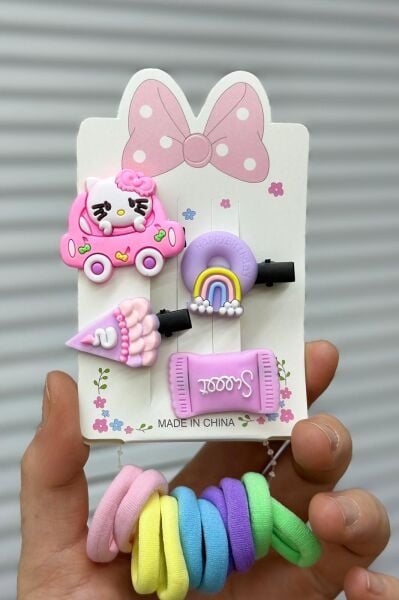 4'lü Klips ve Lastik Çocuk Set Toka