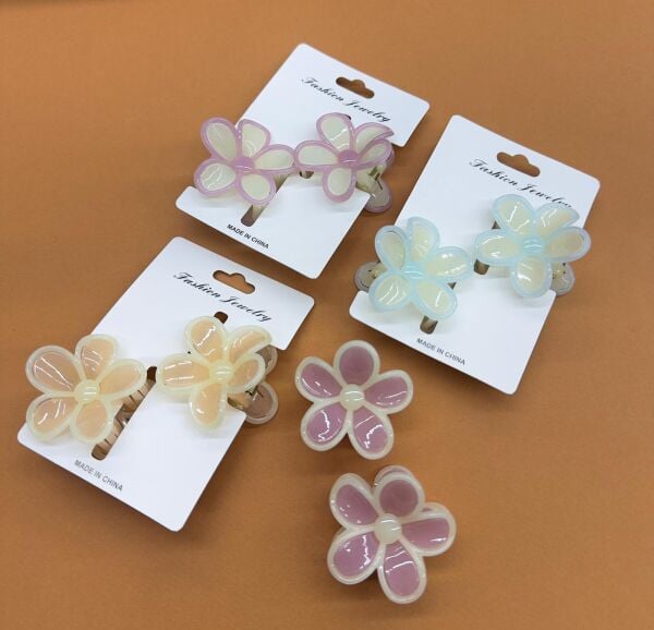 Çiçek Figürlü Mandal Toka-12 Çift