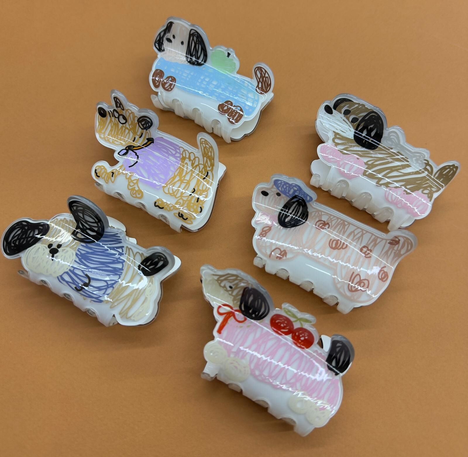 Sevimli Köpek Desenli Kemik Toka- 12 Adet