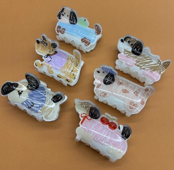 Sevimli Köpek Desenli Kemik Toka- 12 Adet