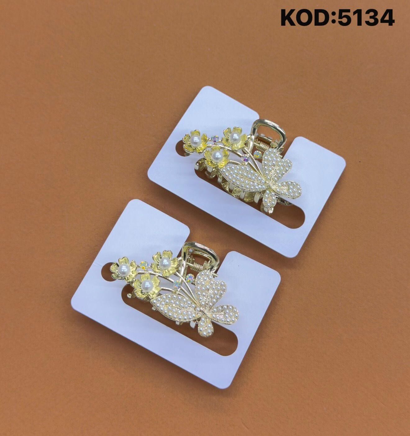 Çicek Desenli Taşlı Mandal Toka 12 Adet